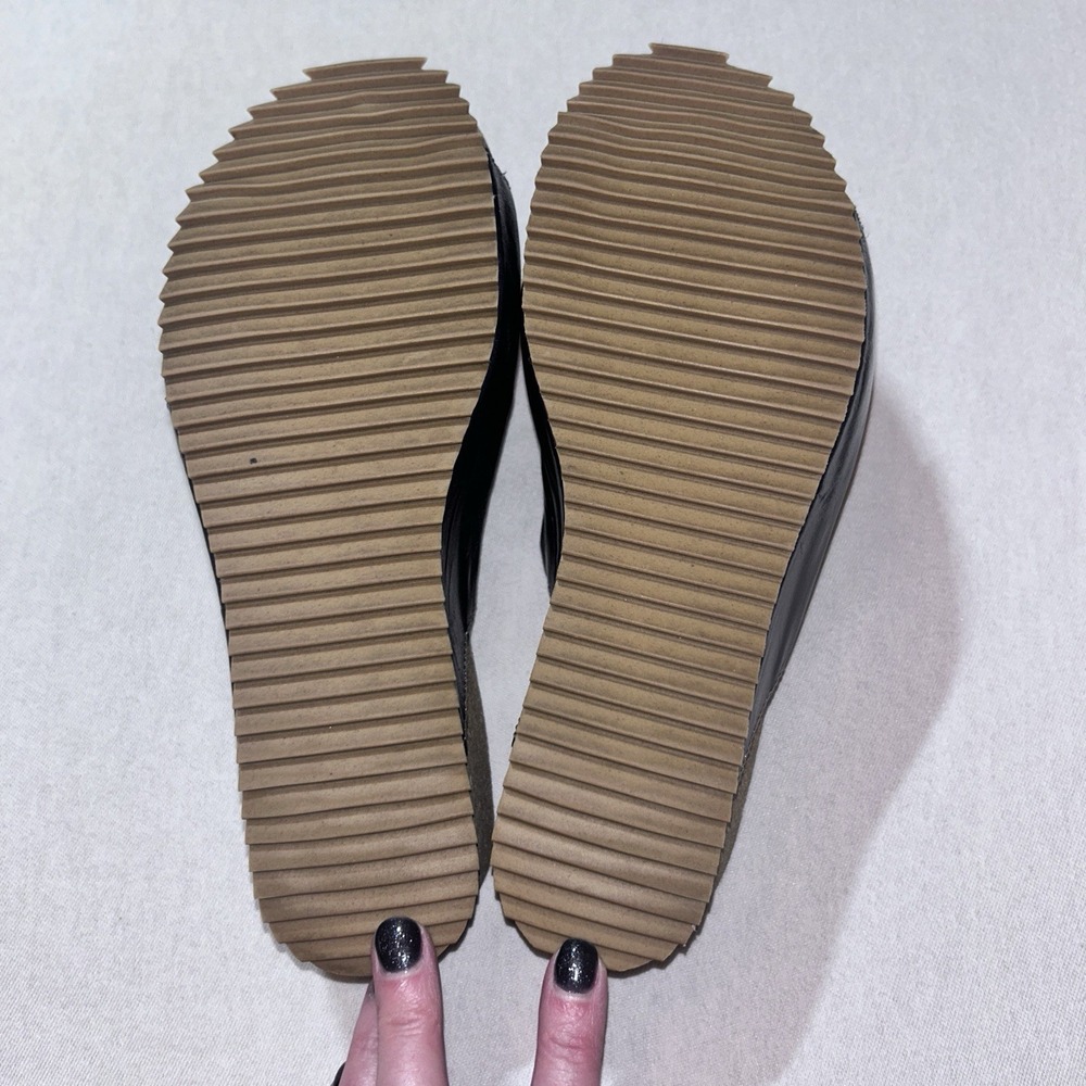 Josef Seibel Meike Navy Leather Slides Mid Wedge Sandals EUR 37 US 6.5 - Picture 9 of 11